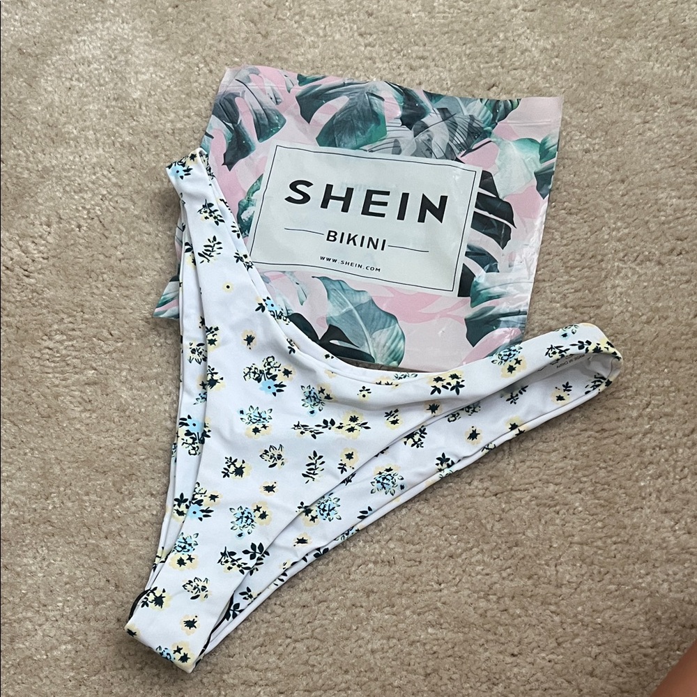 SHEIN White Floral Bikini Bottom